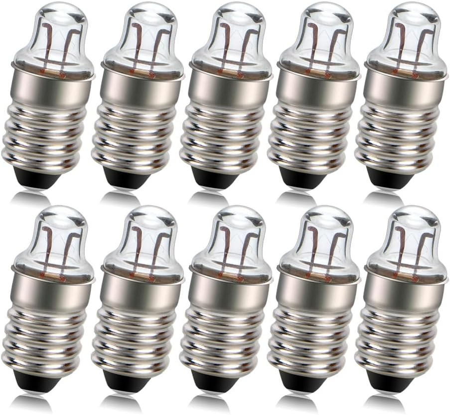 Ruiandsion E10 Flashlight Bulb,1.5V,Non-Polarity,Replacement for Flashlights Torch Work Lights,Warm White(Pack of 5)