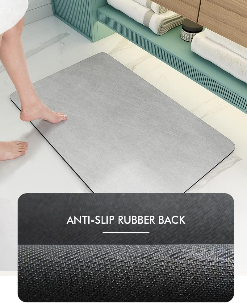 Amoami-Bathroom Toilet Rug Mat U Shaped-Absorbent Non Slip Grey Bathroom Rugs Mats-Easy Clean Quick Dry Bath Mats Rugs for Floor-24" X 20" image number 5