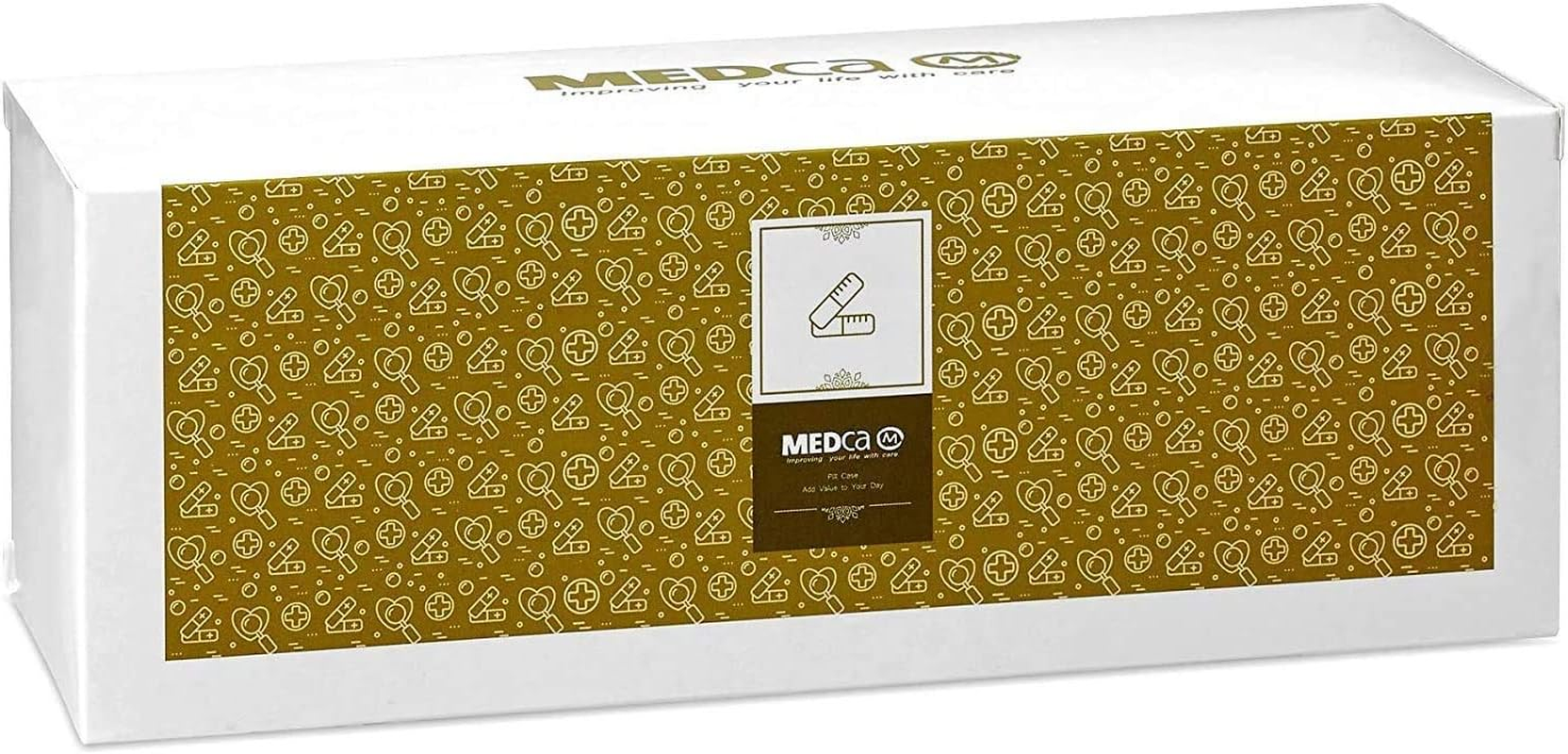 Large Weekly Pill Organizer Box in Gold Leather Case - 7 Day Week Pill Planner Organizers & Medication Reminder with 4 Times a Day - Daily Compartments That Is Ideal for Travel by Medca &hellip; image number 4