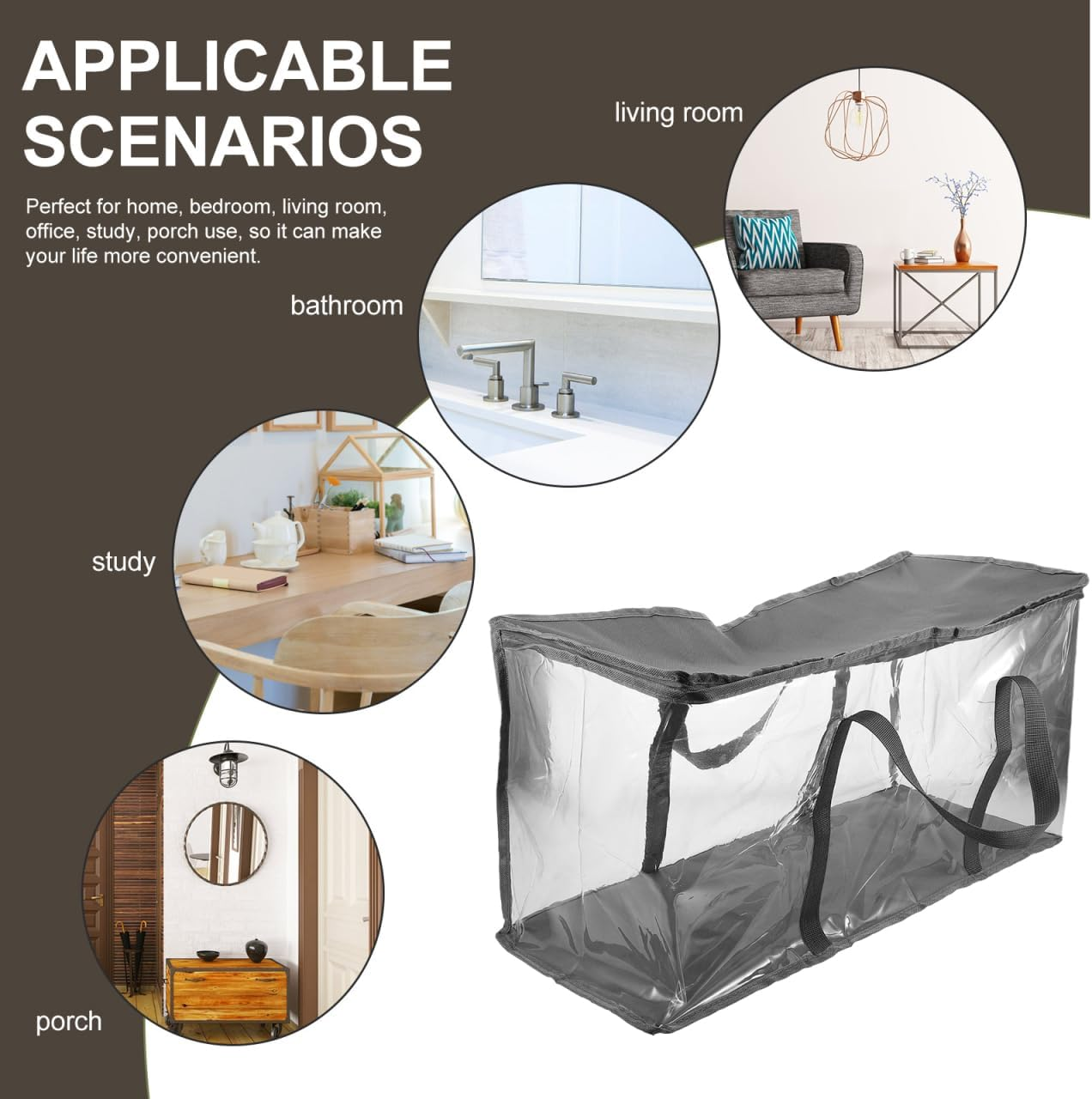 Tofficu Foldable Book Storage Box Clear Zippered Organizer for Dormitory and Classroom Use Transparent Waterproof Container for Books Clothes Toys image number 2