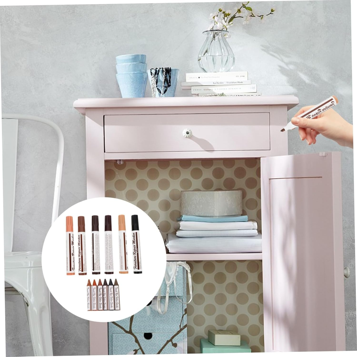 Healvian 12Pcs Repairing Pen Wood Furniture Touch up Markers Touchup Paint Pen for Household Furniture Marks Scratch Repair Kit image number 6