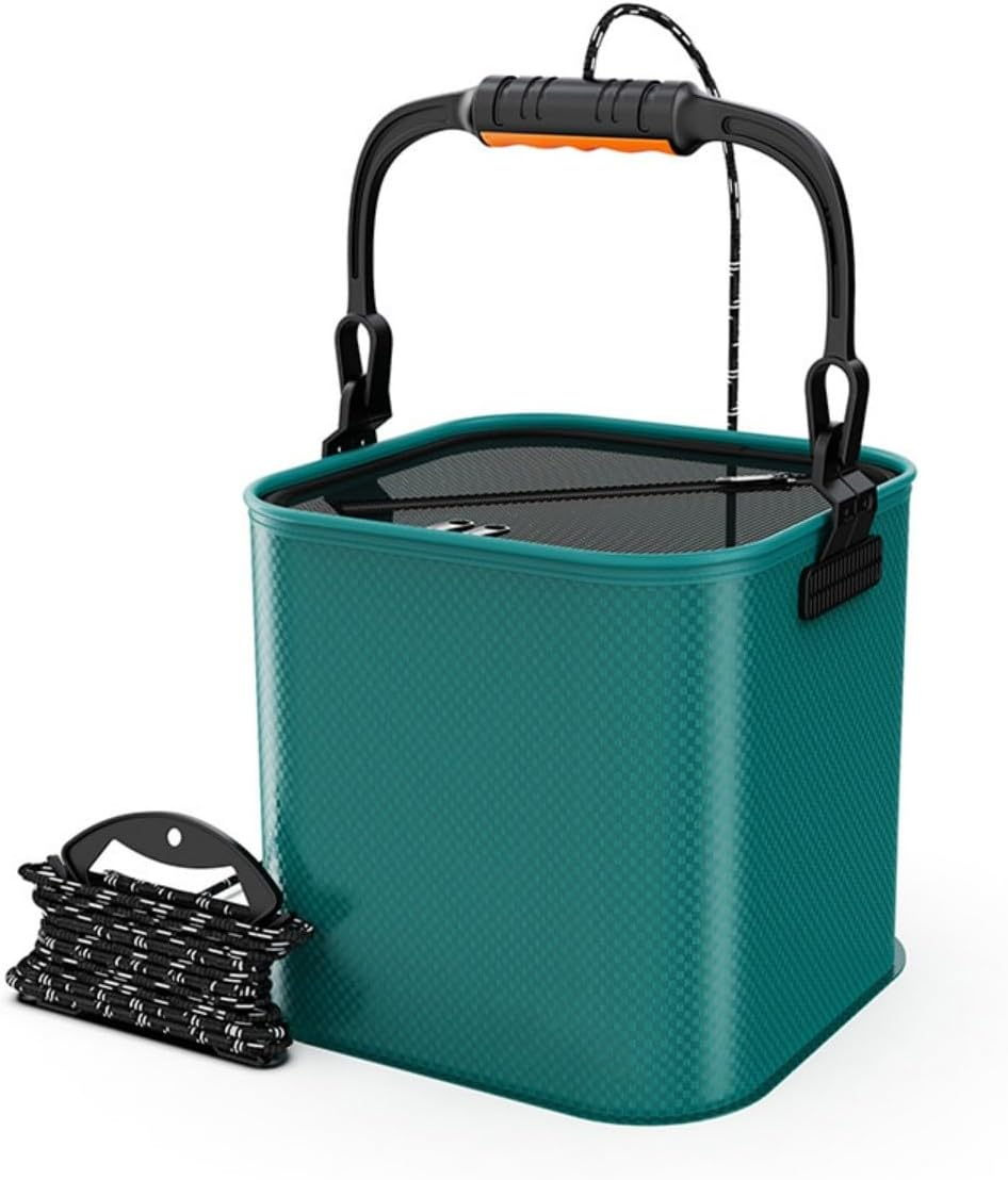 YAOYAOLING Collapsible Bait Bucket,Eva Fish Bucket,Portable Fishing Water Pail for Camping Traveling Hiking Fishing Boating Gardening with 6 Meters Rope