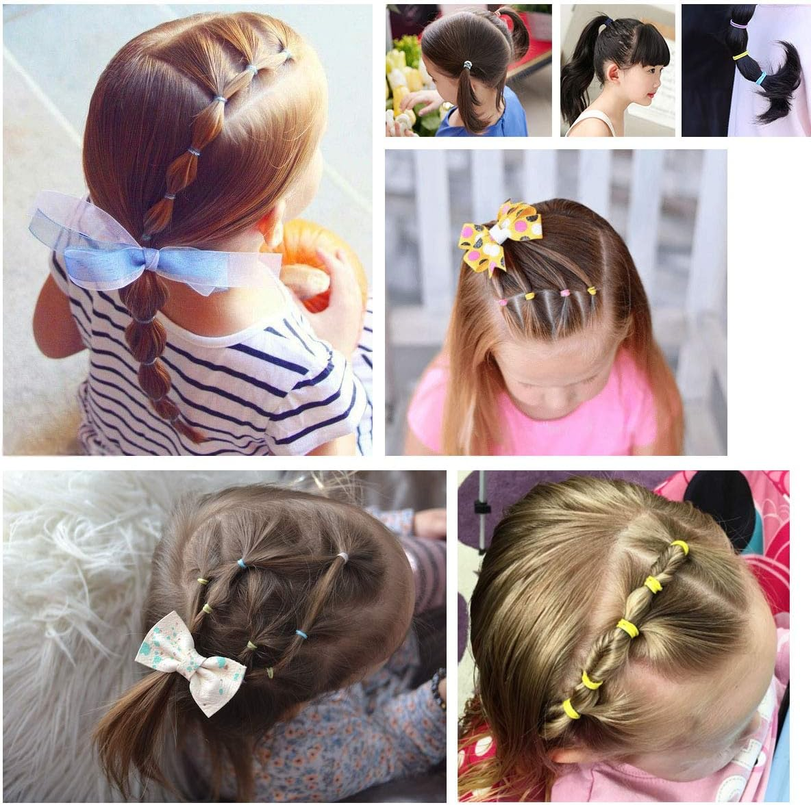 Baby Hair Ties for Girls - 200Pcs Small 1" Elastic Toddler Hair Ties Ponytail Holders Hair Tie for Baby Girls Infants Kids Hair Accessories (Color A)