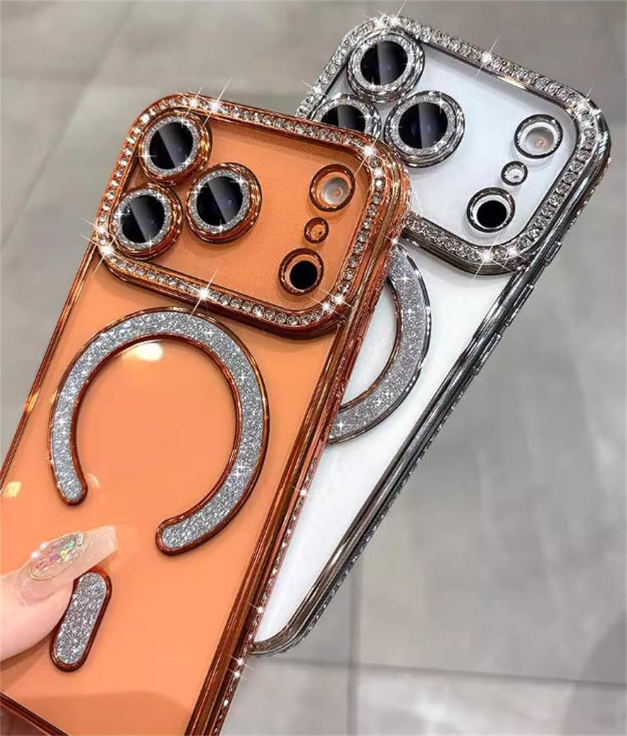 Einaily Glitter Case for Iphone 17 Pro Max for Magsafe Transparent Case with Bling Sparkly Diamond Protective Case for Girls Soft TPU Bumper Cover Shockproof Scratch-Resistant Mobile Phone Case For