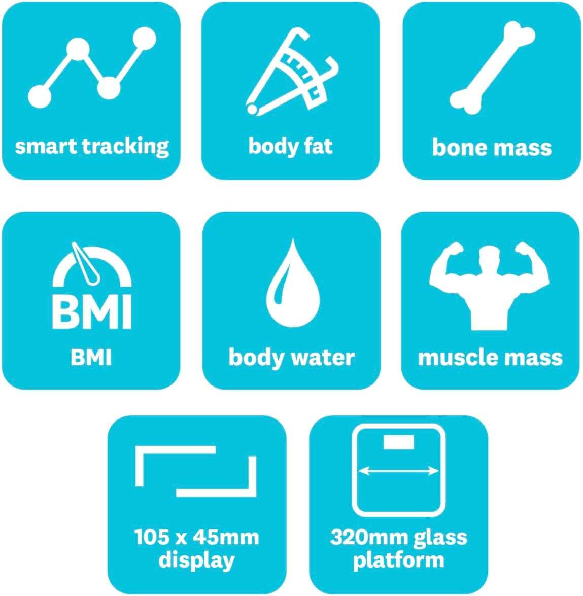 WW Body Analysis Smart Scale &ndash; Measures Weight, Body Fat, Water, Bone & Muscle Mass, BMI &ndash; 4 User Memory, Advanced Weight Tracking, Large LCD Display, 182Kg/400Lb Capacity, Tempered Glass, 10 Year Warranty image number 6