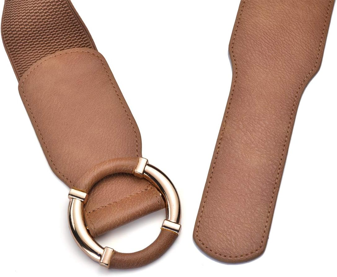 Beltox Women Elastic Belt Dress Stretchy Wide Waist Vintage Thick Cinch PU Leather &hellip; image number 1