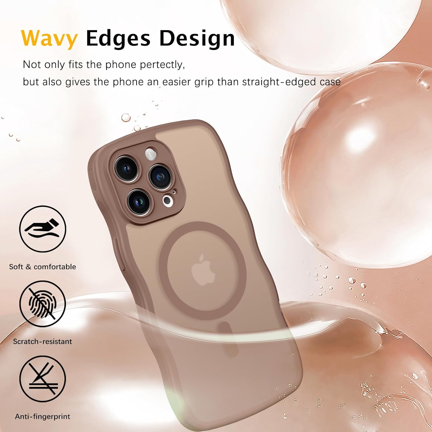 BENTOBEN for Iphone 13 Pro Max Case, Magnetic Wavy Matte Phone Cases Compatible with Magsafe, Anti-Slip Wave Edge Shockproof Full Body Protective Cover for Iphone 13 Pro Max 6.7 Inch, Desert Titanium