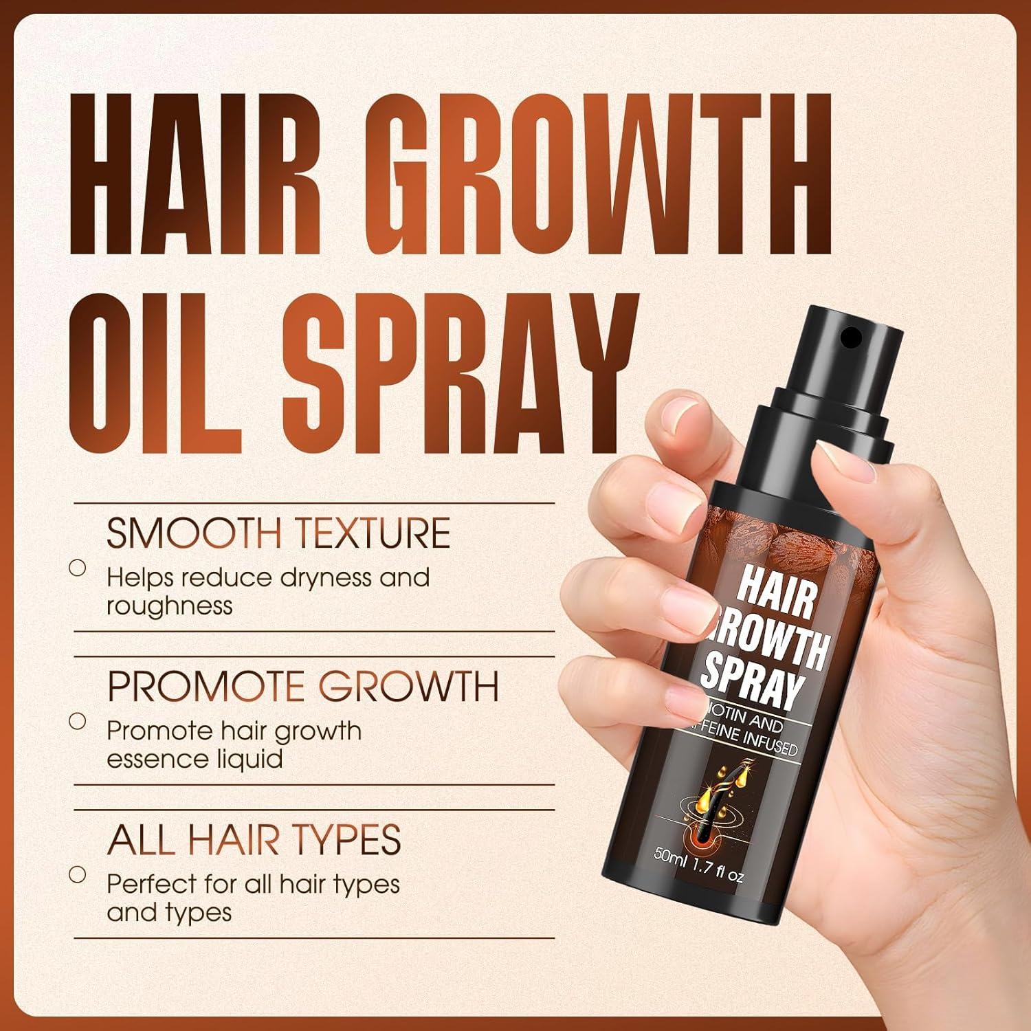 Herbs Boat Hair Growth Spray, Hair Growth Spray, with Biotin, Ginger Root Extract, He Shou Wu, Castor Oil, Reduced Shedding, Hydration and Silky Texture for Women & Men - 50Ml (1Pcs) image number 3