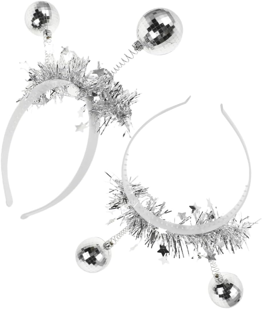 DEARMAMY 2Pcs Disco Ball Headbands for Women Fashion Headpiece for Halloween Parties Carnival Hairband Padded Comfort image number 4