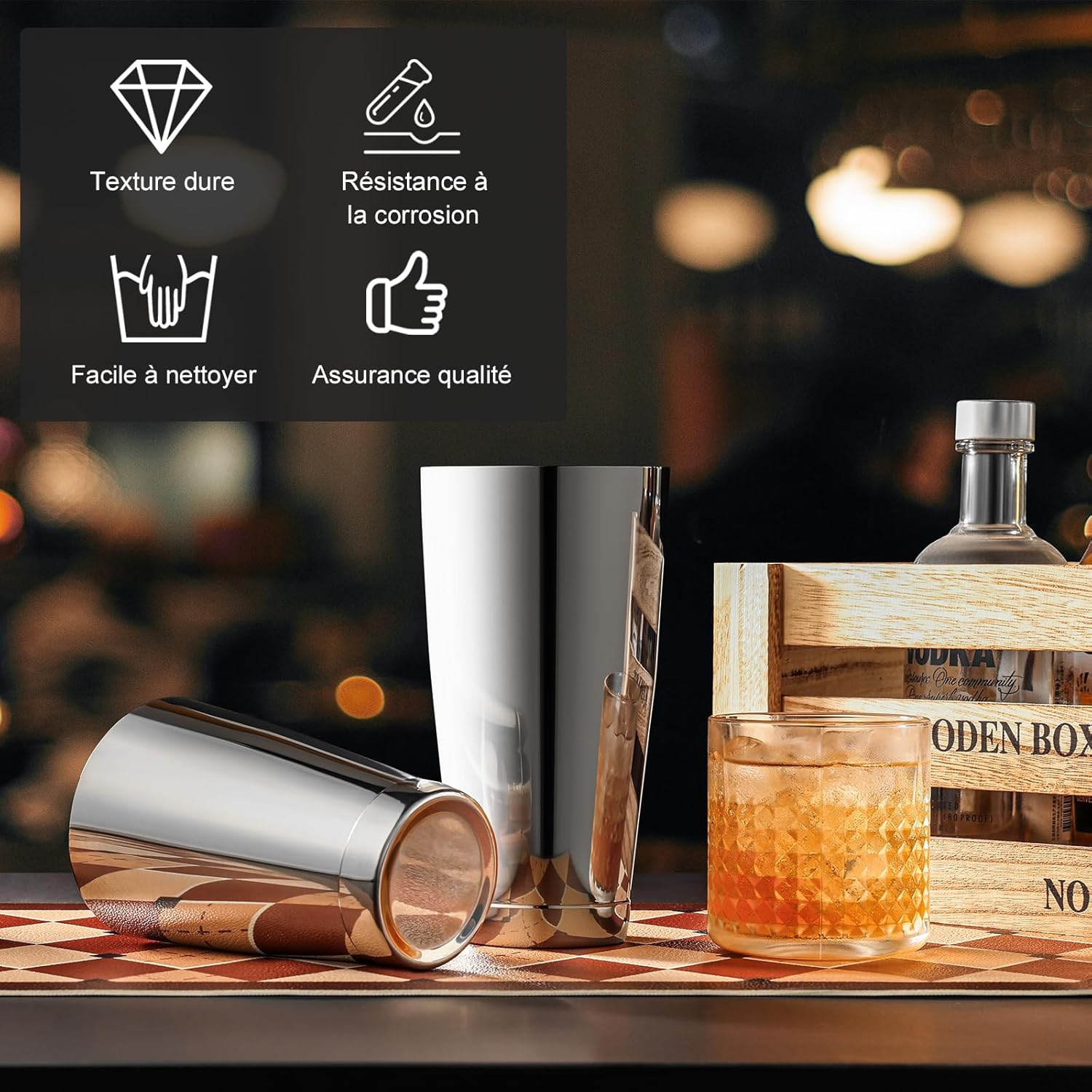 WOTOR Boston Cocktail Shaker Set 530 Ml & 830 Ml Stainless Steel Weighted Shaker Cans, Metal Martini Shaker, Beverage Mixer for Bartending, Professional Bar Tools for Bartender (3 Pack) image number 2