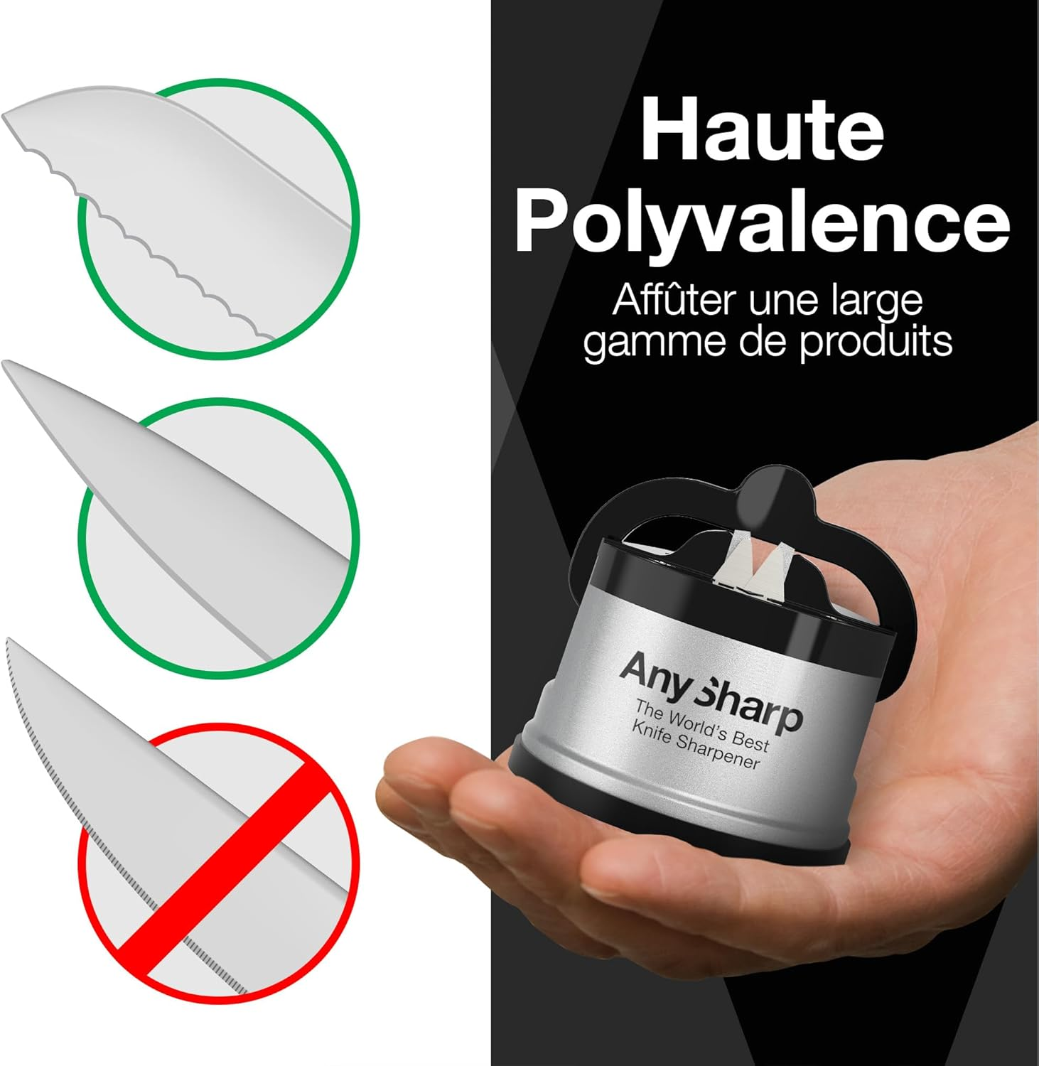 Anysharp Knife Sharpener, Hands-Free Safety, Powergrip Suction, Safely Sharpens All Kitchen Knives, Ideal for Hardened Steel & Serrated, World'S Best, Compact, One Size, Silver - Brick Red image number 4