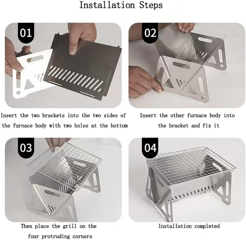 2025 New Slot Grill - Collapsible BBQ Grill for Easy Storage Steel, Mini Portable Charcoal Grill for Outdoor Camp, for Outdoor Backpacking Hiking Camp Oven Burning Camping (L) - L image number 3