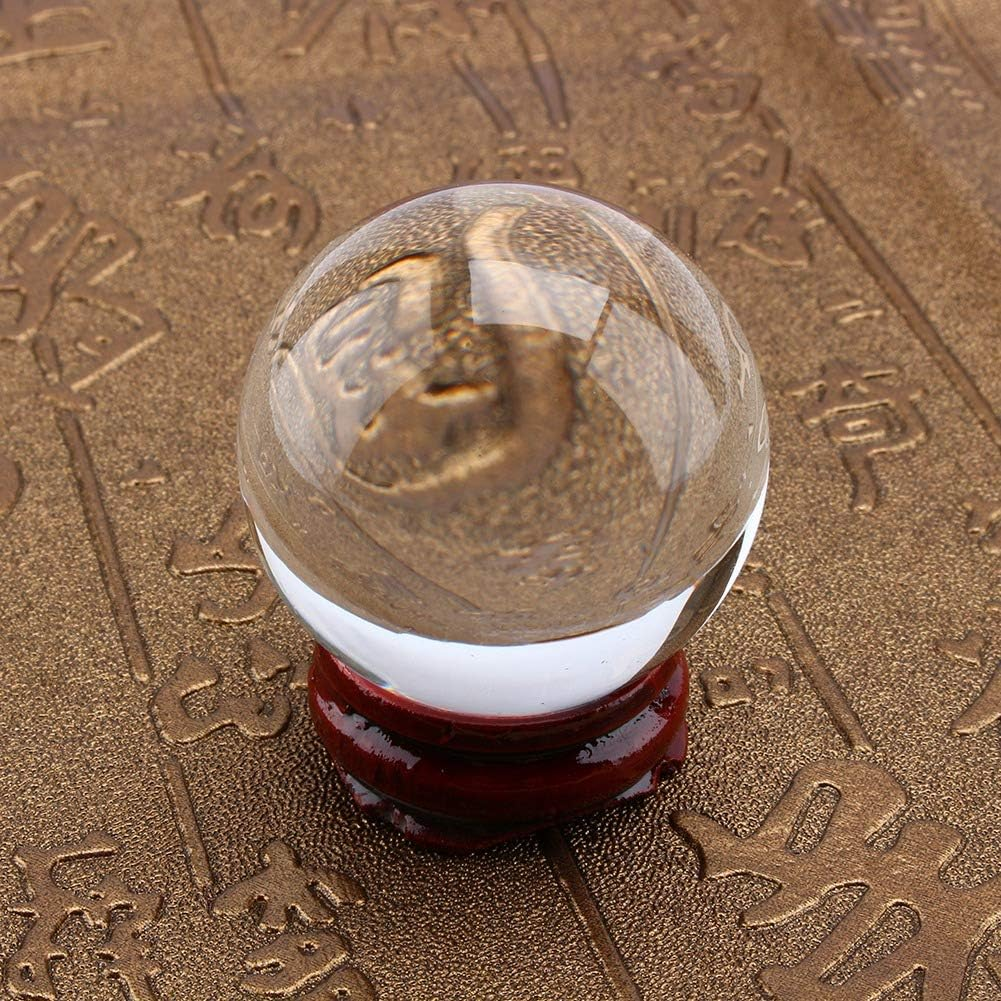 Clear Crystal Ball, 40Mm Asian Rare Natural Quartz Clear Magic Crystal Ball with Stand Base Perfect for Meditation and Decoration Feng Shui Crystals image number 2