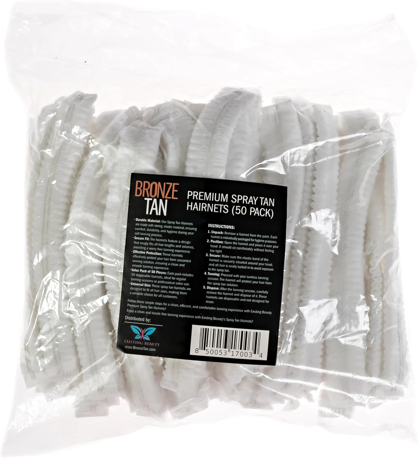 Bronze Tan Hair Nets for Spray Tanning or Food Service - Spray Tanning Supplies - Essential for Sunless Tanning -Perfect for Salons and Home Use - Protects Hair from Spray Tan Solution - 50 Pack image number 5