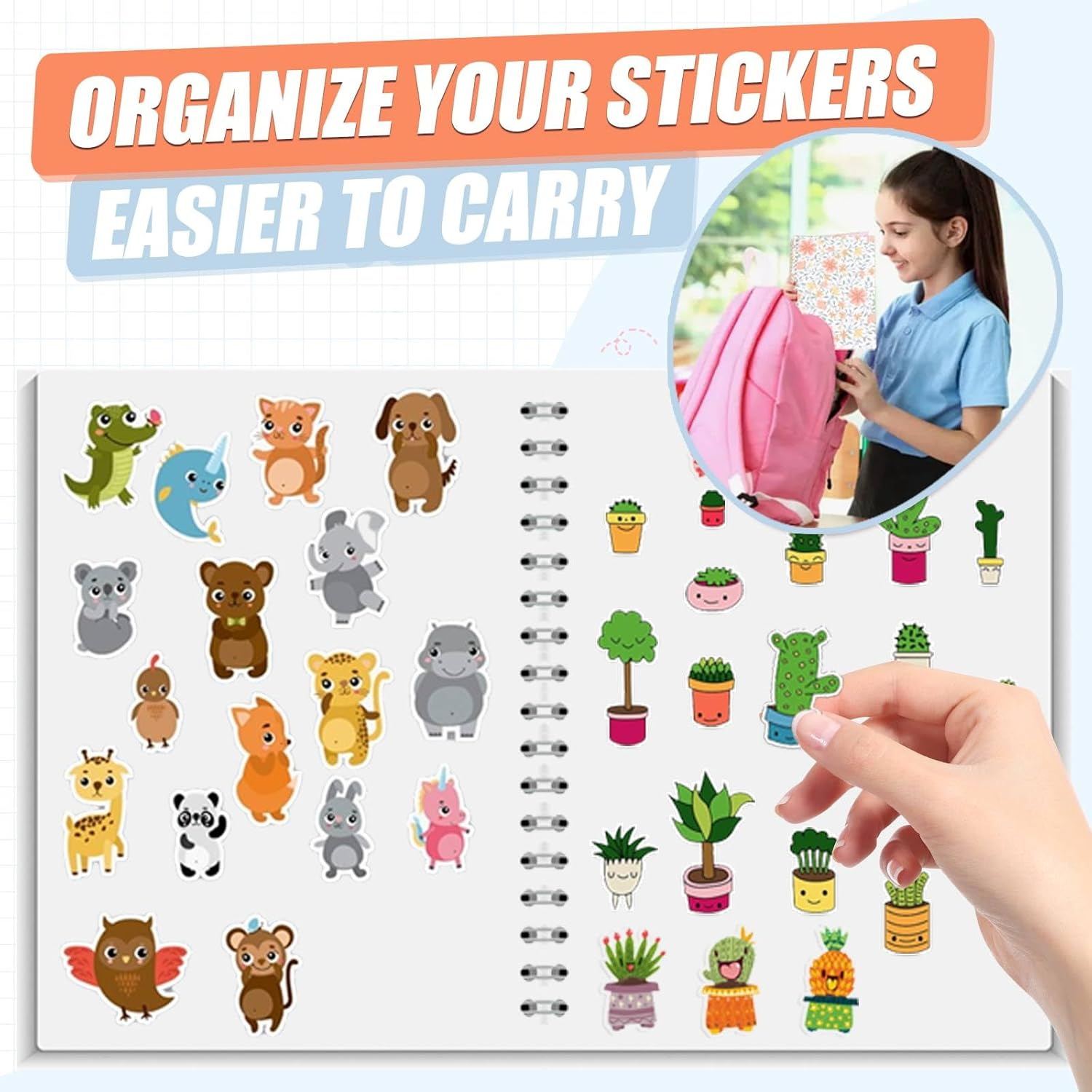 Betterjonny 2 Pcs Reusable Sticker Book Collecting Album Blank Sticker Storage Organizer Book A5 Size with 64 Sheets Release Paper for Collecting Stickers, Labels image number 1
