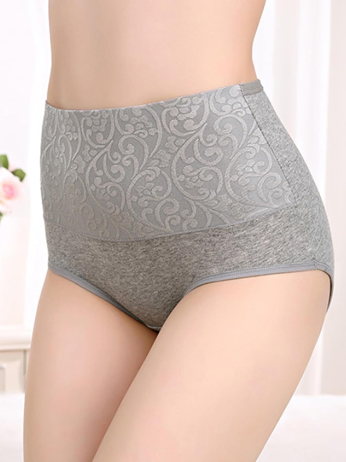 Dinglu Women'S Underwear High Waisted Postpartum Full Coverage Cotton Panties 6 Pack image number 5