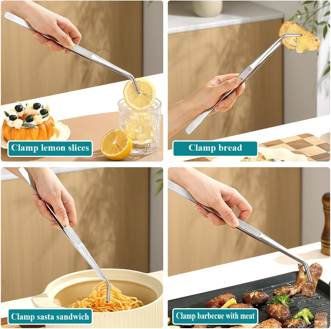 Evanda Kitchen Tweezers 30Cm/12 Easy Pickup, Heavy Duty Extra-Long Stainless Steel Cooking Tweezers Cooing Tong Dishwasher Safe image number 5