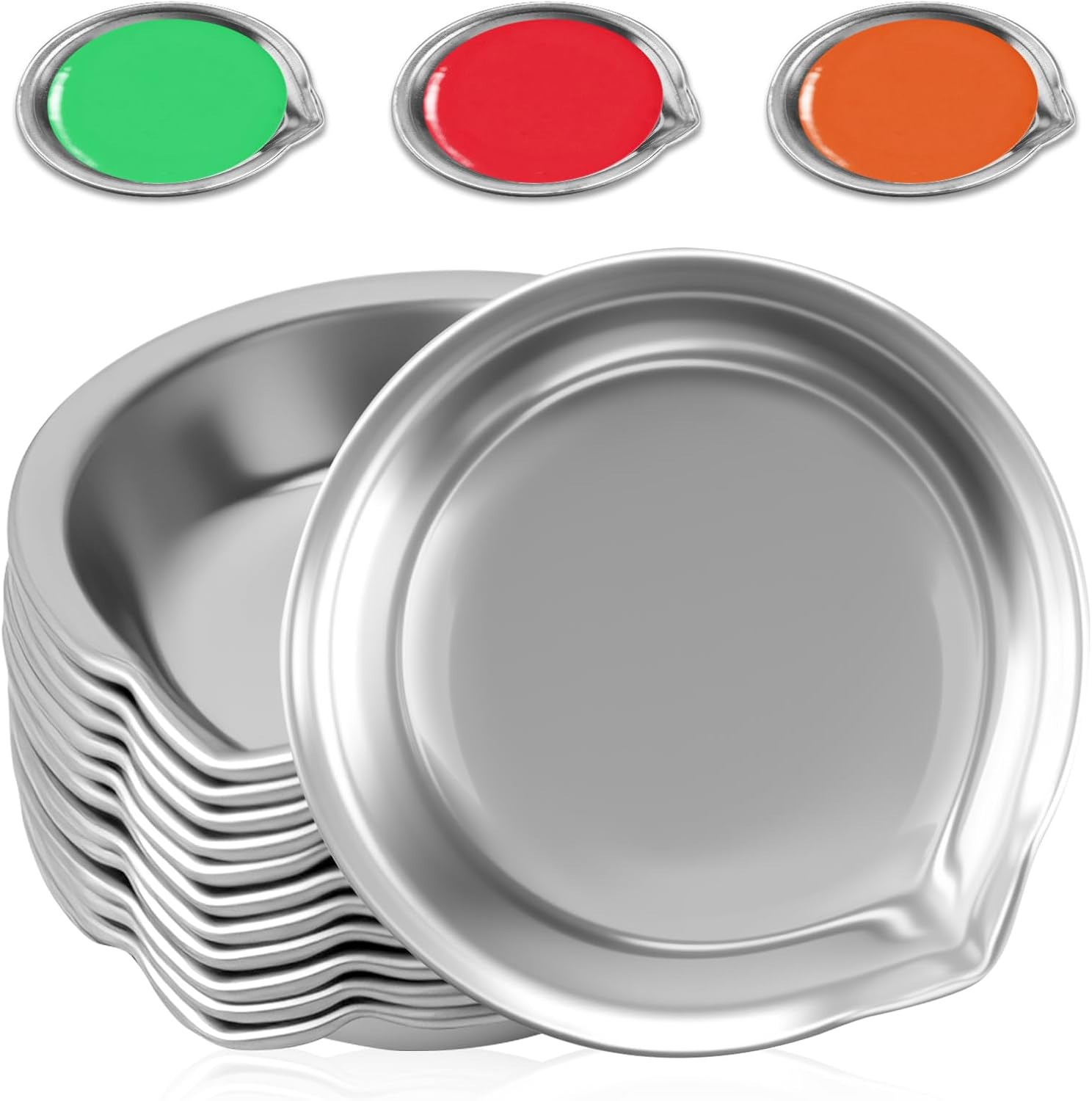 12 Pcs Stainless Steel round Paint Trays &ndash; Professional Paint Mixing Palettes for Watercolors, Acrylics & Makeup &ndash; Durable Rust-Proof Metal Artist Trays for Crafters & Professionals image number 1