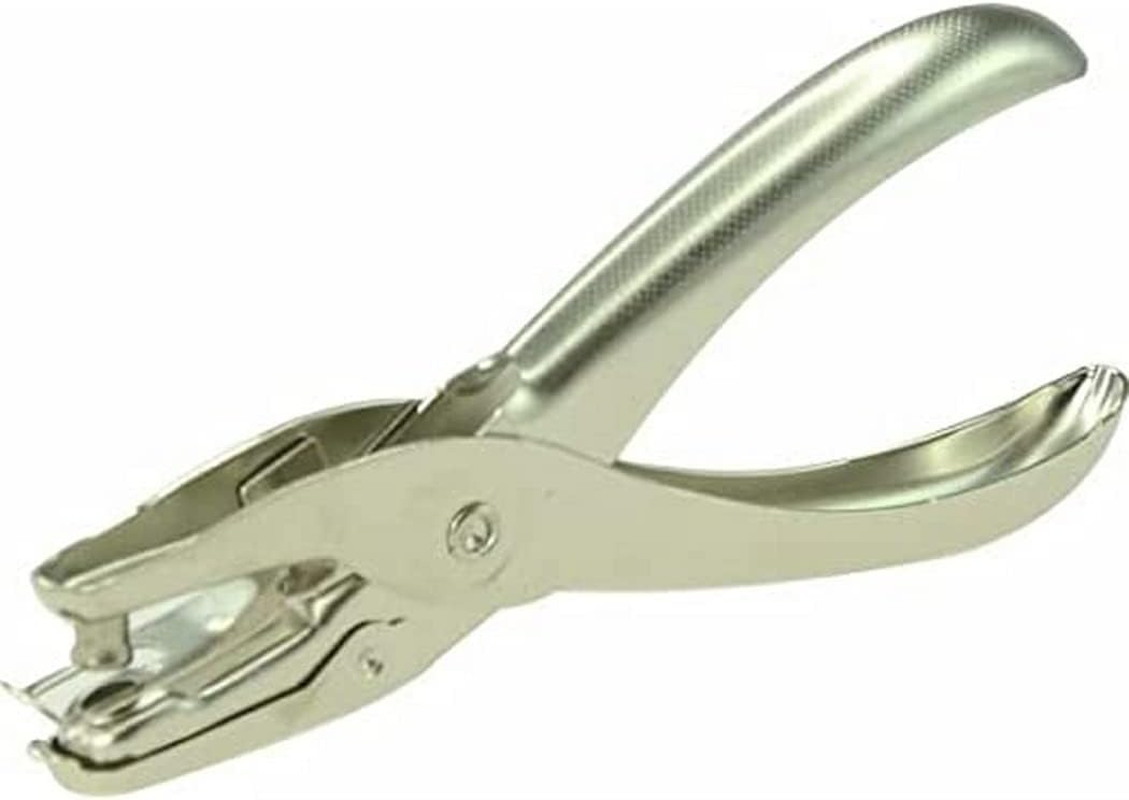 Osmer Genmes Metal Plier Type 1 Hole Punch, 6 Sheet Capacity, Silver