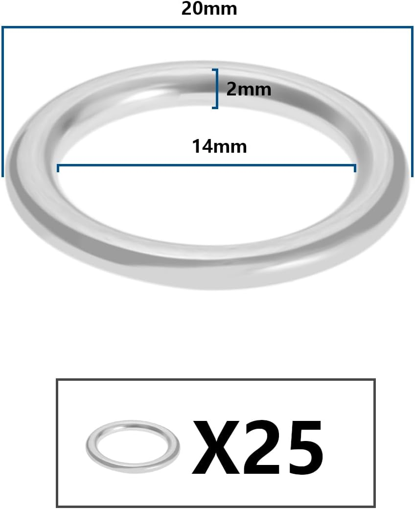 Emsea 25Pcs Oil Drain Plug Gasket Replacement N0138157 N0138158 Compatible with VW Compatible with Audi Compatible with Skoda Oil Drain Plug Washers image number 6