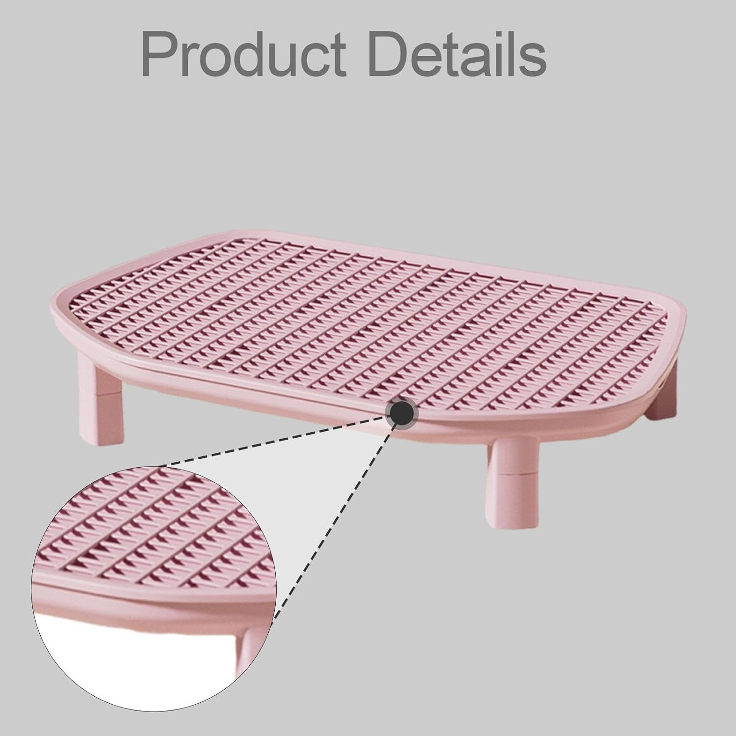 Perfk Cat Litter Box Step Kitten Litters Box Footboard, Reusable, Portable Practical Nonslip Easy to Litter Trapping Step, Pink
