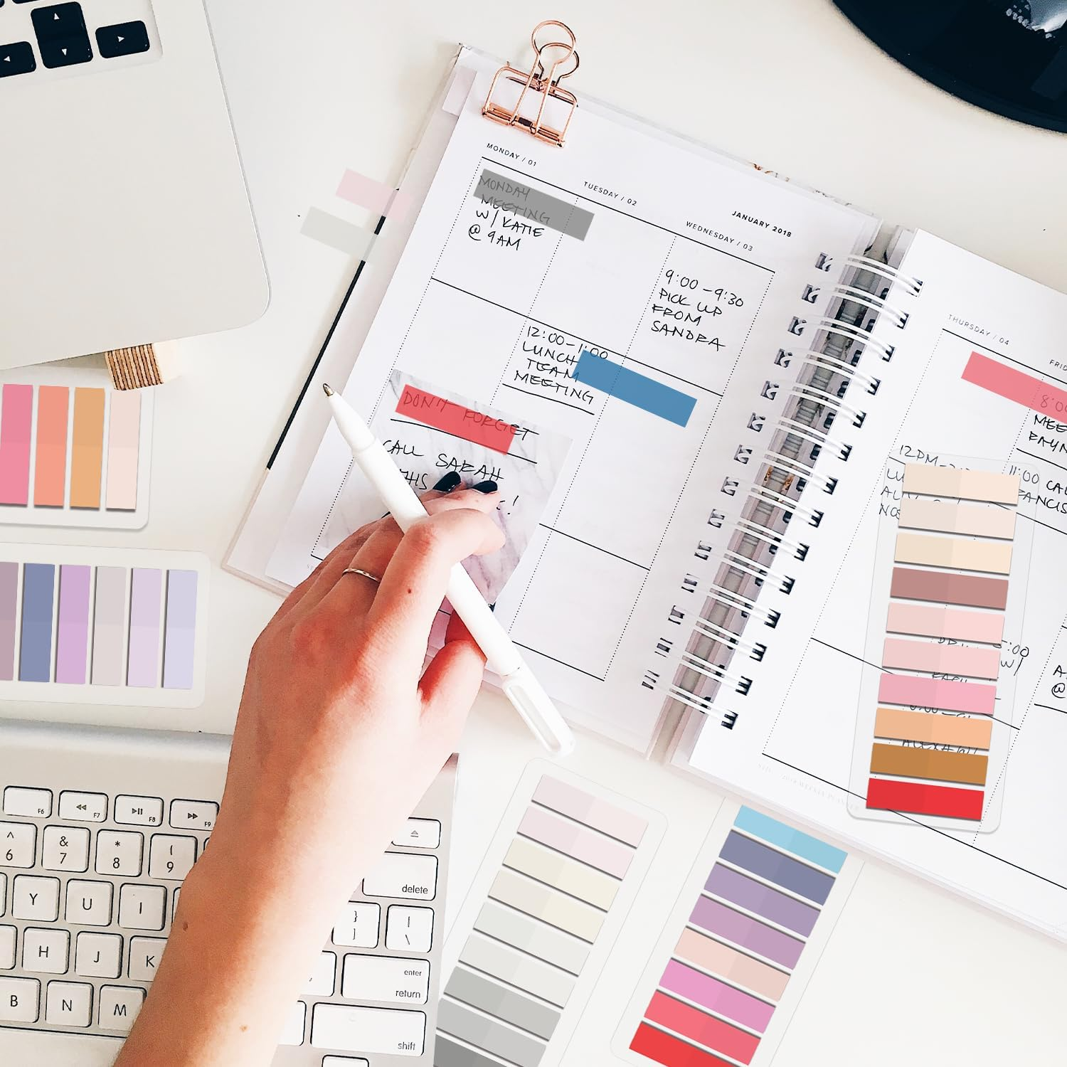 LEEGAWU 4000Pcs Sticky Tabs for Annotating Books Tabs Morandi Sticky Flags Clear Transparent Page Markers Strip Page Flags Colored Tabs,Multi-Colored Writable and Repositionable Book Flags Strip image number 1