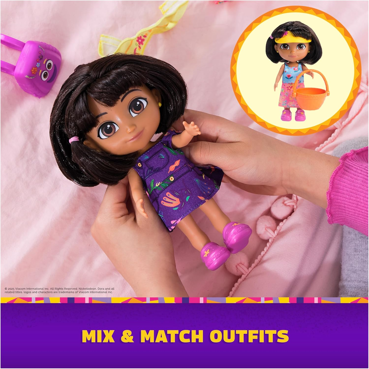 Dora, Explore-In-Style Dora, 6-Inch Doll with Removable Clothes & Accessories, Kids Toys for Girls & Boys Ages 3 and Up