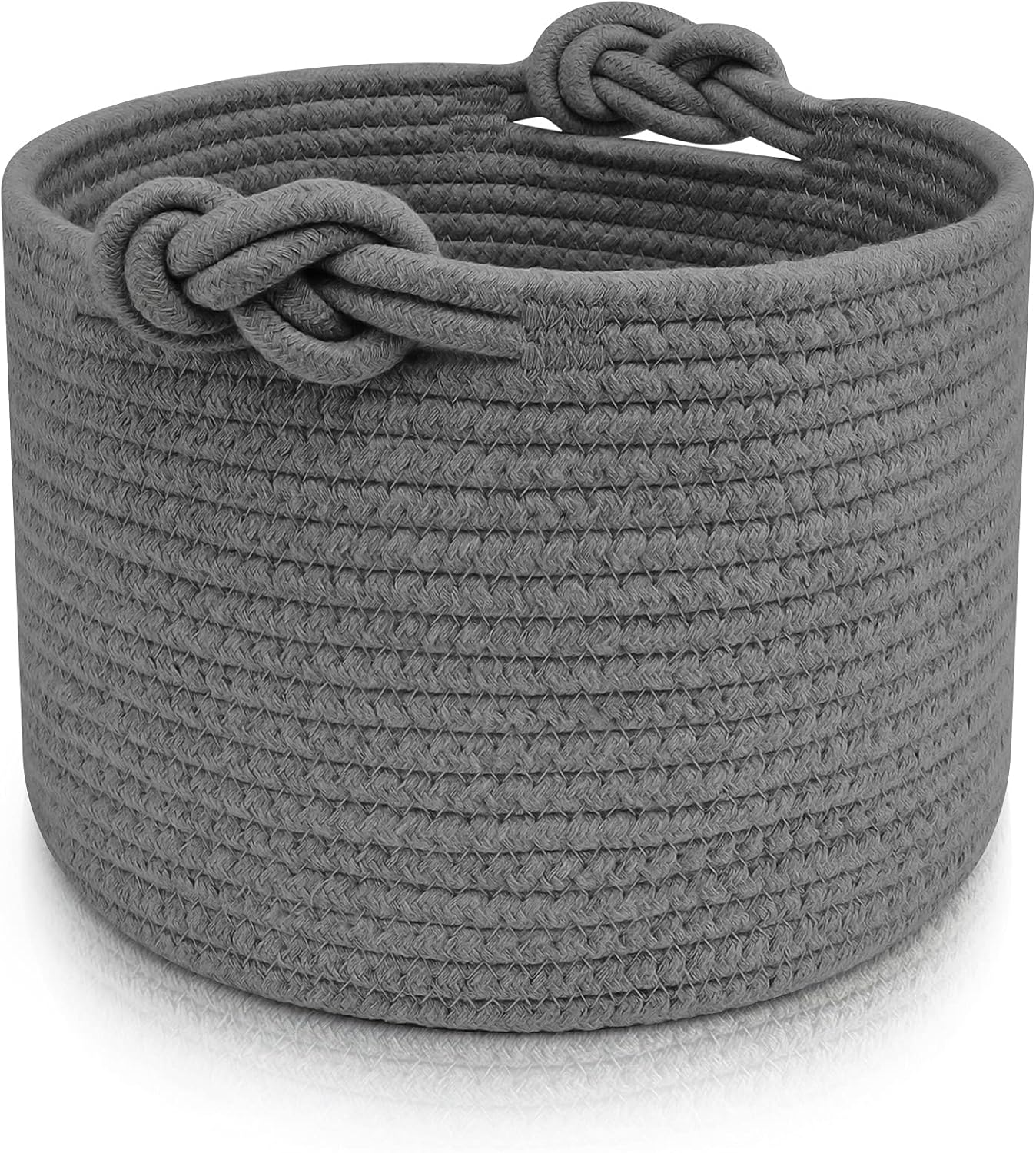 Abenkle Small Woven Basket, Cotton Rope Shelf Storage Basket, Small round Easter Basket, Cute Baby Basket, Decorative round Bin for Nursery Bedroom Bathroom, 9.4" X 9.4"X 7.1" Empty Gift Basket