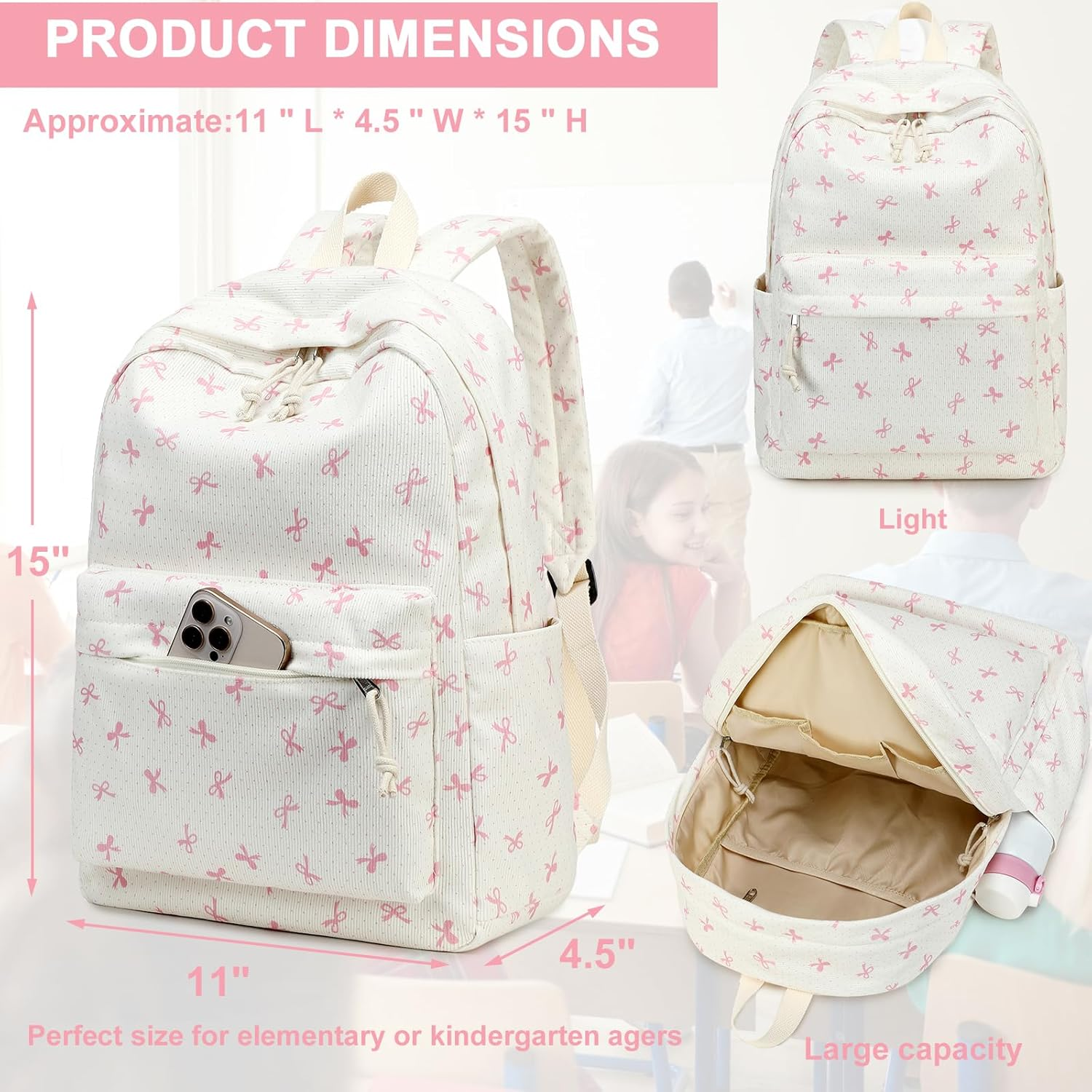 Kids School Backpack with Lunch Box for Girls Bookbag School Bag Preschool Kindergarten Toddler Backpack Tie Dye &hellip; image number 6