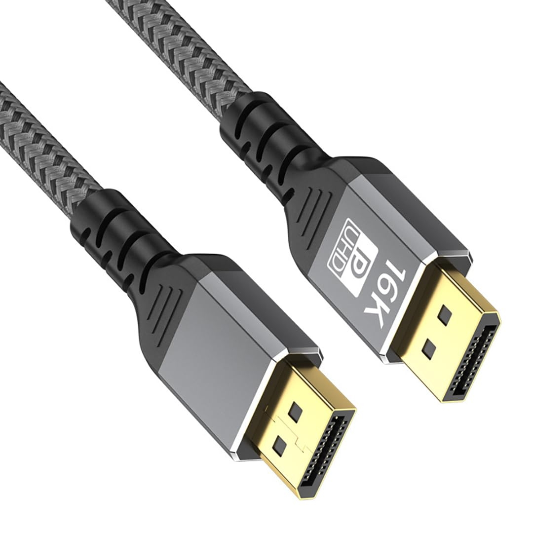 Hexchuang Displayport Cable 2.1 16K@60Hz, 8K@120Hz, 4K@144Hz Braided DP Cord with HDR10 DSC 1.2A, G-Sync Freesync Gaming PC, Gaming Monitor 5090, 7900XTX (1.5M) image number 5