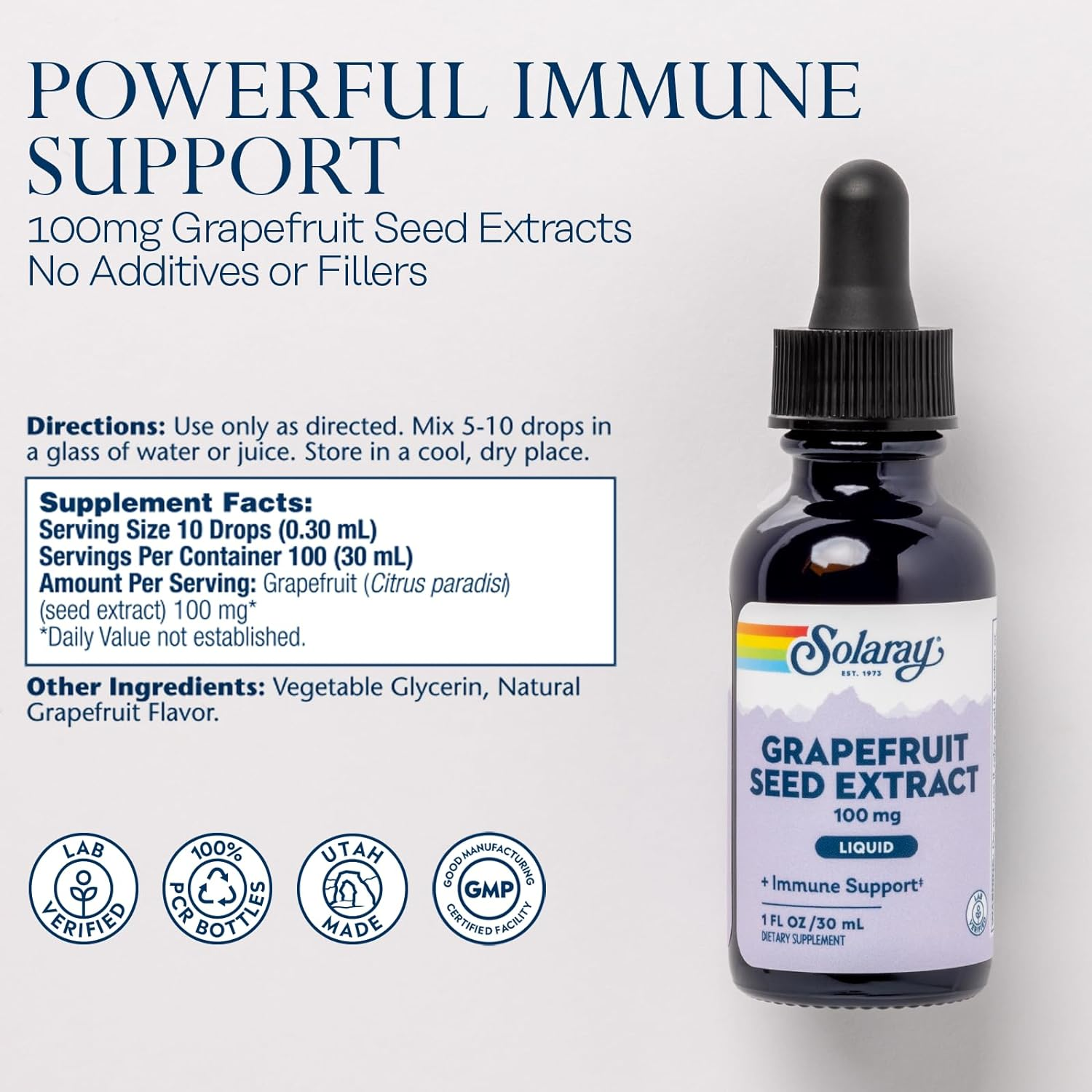 Solaray - Grapefruit Seed Extract 100 Mg. - 1 Oz. image number 2