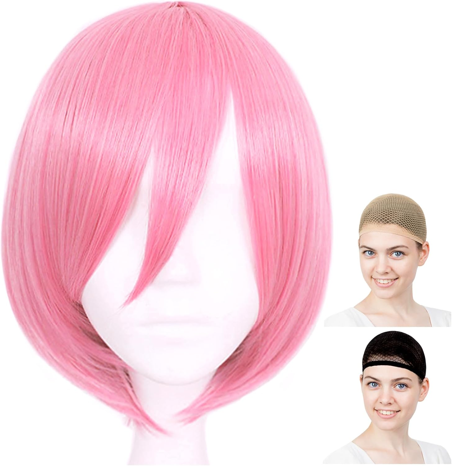Caseeden 6111 Premium Cosplay Wig, Smooth, Short Hair, Light Pink, Thin Pink