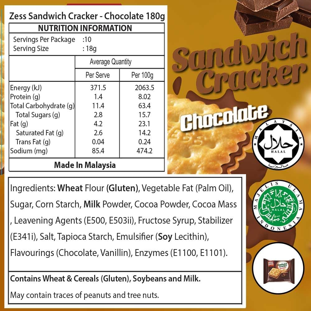Zess Chocolate Sandwich Cracker, 180 G (Pack of 2) image number 2