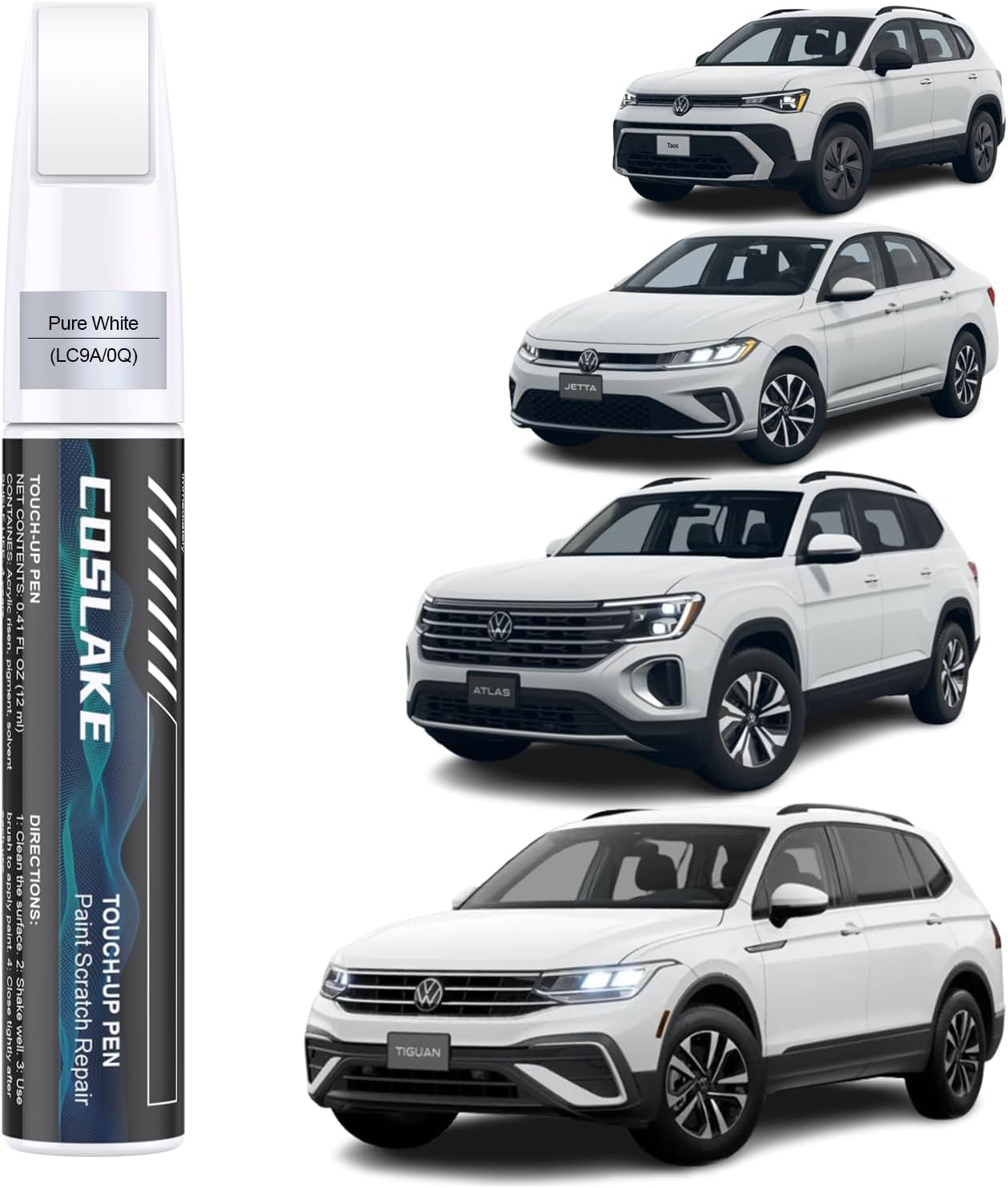Car Touch up Paint(Pure White(Lc9A/0Q)) for Volkswagen, Car Paint Scratch Repair Kit, Quick & Easy Solution to Repair, 2 in 1 Scratch Remover Pen with 2PCS Disposable Micro Applicators image number 3