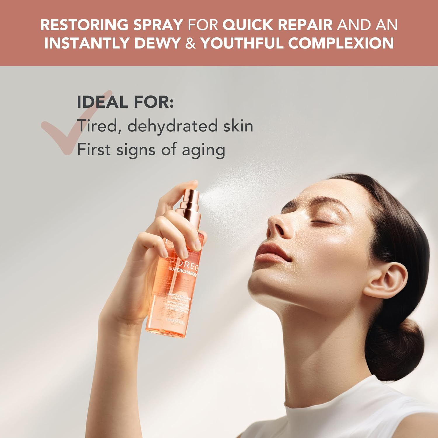 FOREO SUPERCHARGED Barrier Restoring Essence Mist, 110Ml - Collagen Boosting Spray Moisturiser - Collagen Peptides, Niacinamide, Centella Asiatica, Panthenol - Face Mist for All Skin Types image number 5