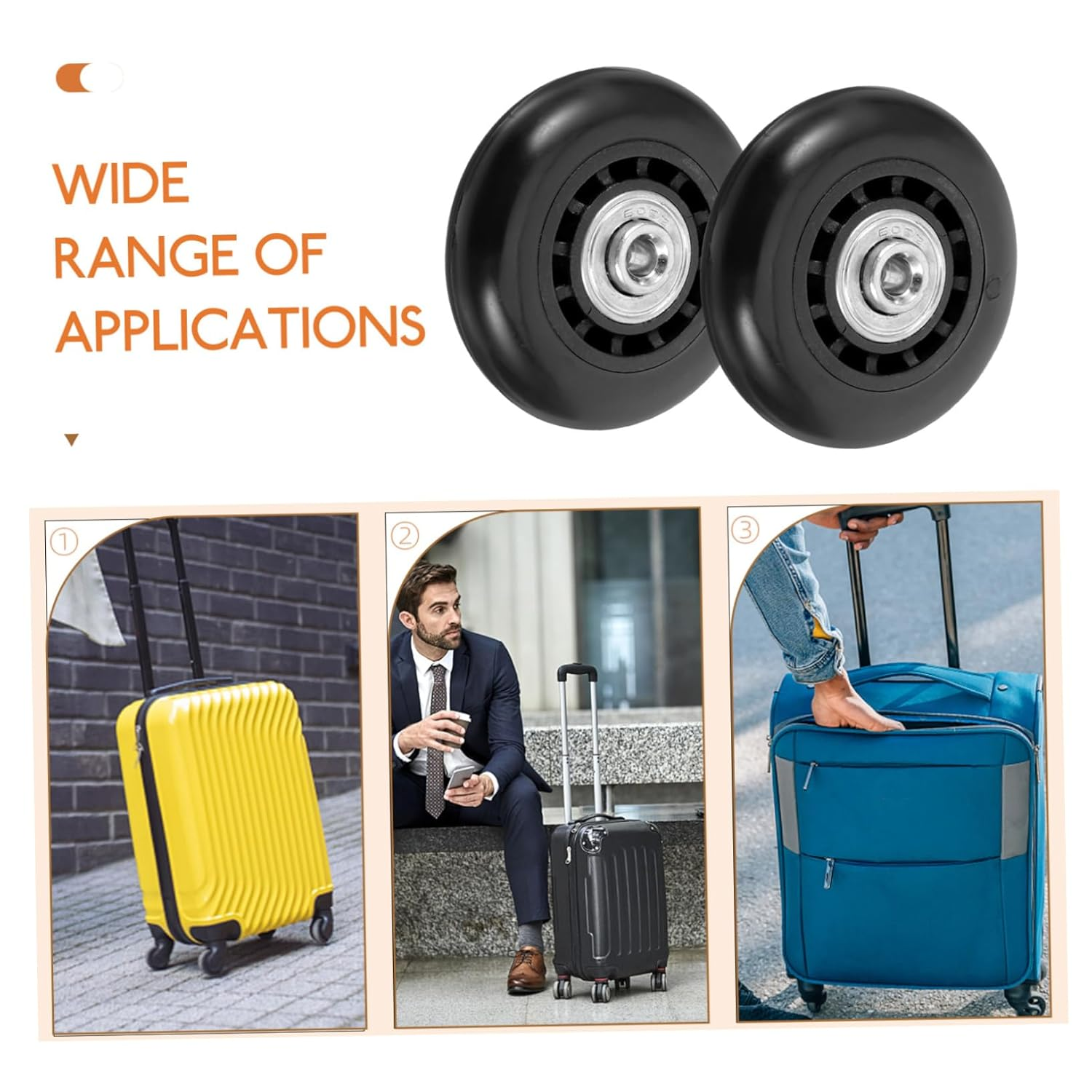 CHILDWEET 2Pcs Luggage Wheels Replacement Kit Metal Bearing Shaft 60X23Mm Swivel Caster Wheels for Suitcase Travel Bag Universal Repair Accessories image number 5