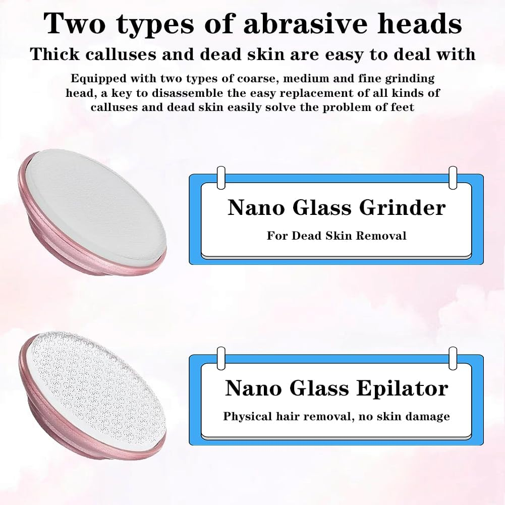 CEWROM Electric Callus Remover with 4 Nano Glass Attachments, Nail File Sander, 2-In-1 Wireless Professional Pedicure Device, Electronic Foot File for Cracked Heels, Callus, Dead image number 5