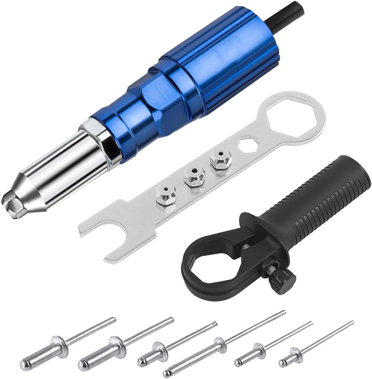 Universal Conversion Head for Blind Rivet Gun with 100 Blind Rivets,Electric Rivet Gunhandheld Rivet Gun Head Kit Tool