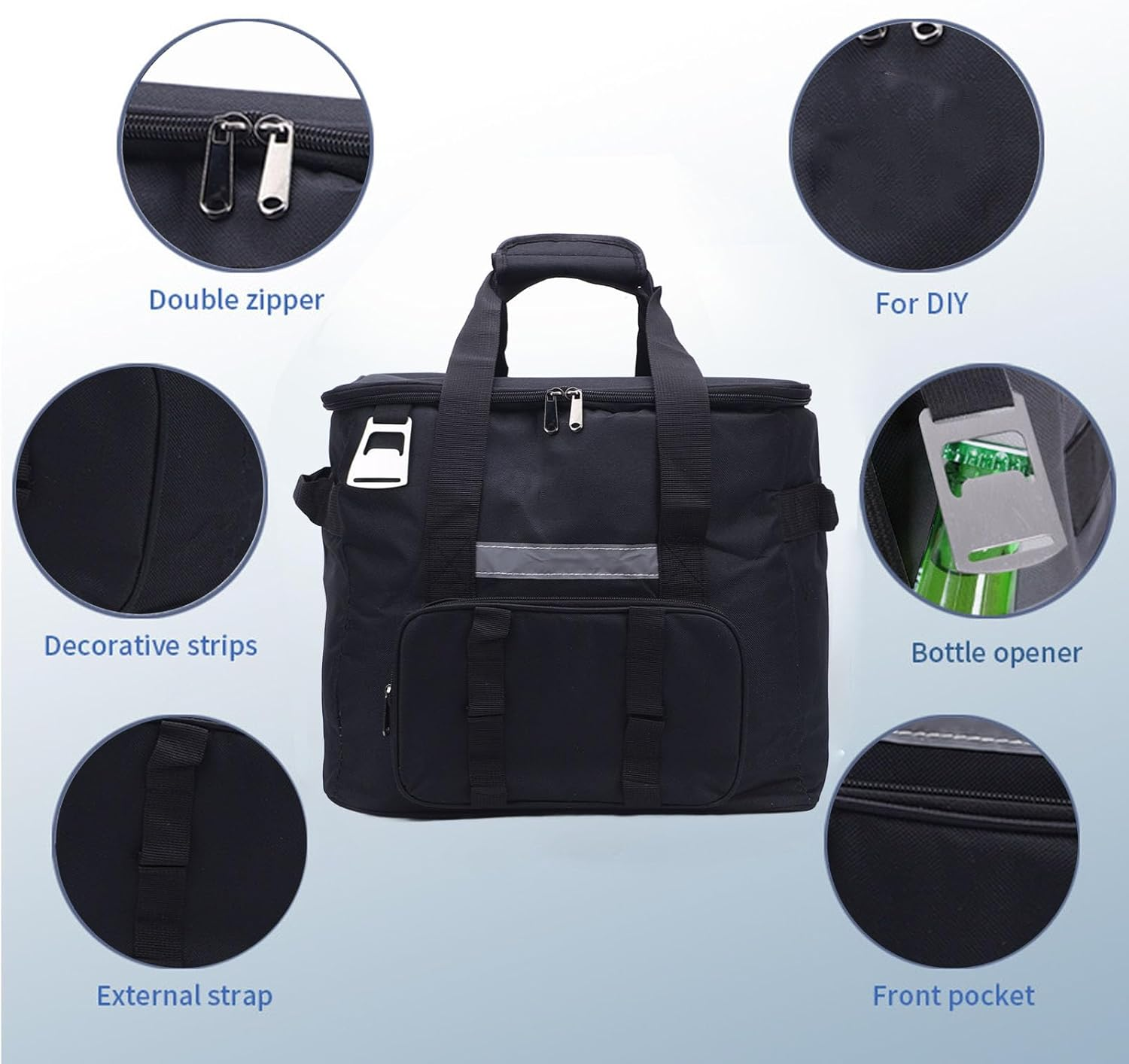 Soft Cooler Bag, 60 Cans Insulated Cooler Bag, 40L Large Collapsible Cooler Bag, Portable Ice Chest Food Lunch Bag, Camping Cooler for Travel, Camping, Picnic image number 6