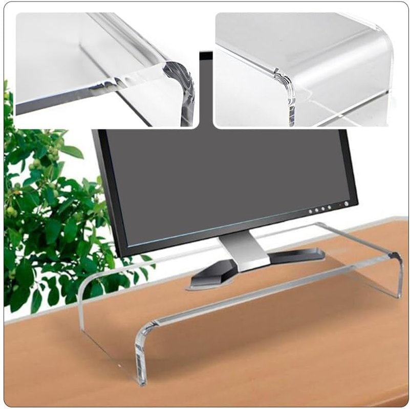 Mipcase Acrylic Monitor Stand for Desk : Transparent Monitor Riser Clear Shelf for Home Office Use, 20.71X7.47X3.65In image number 4