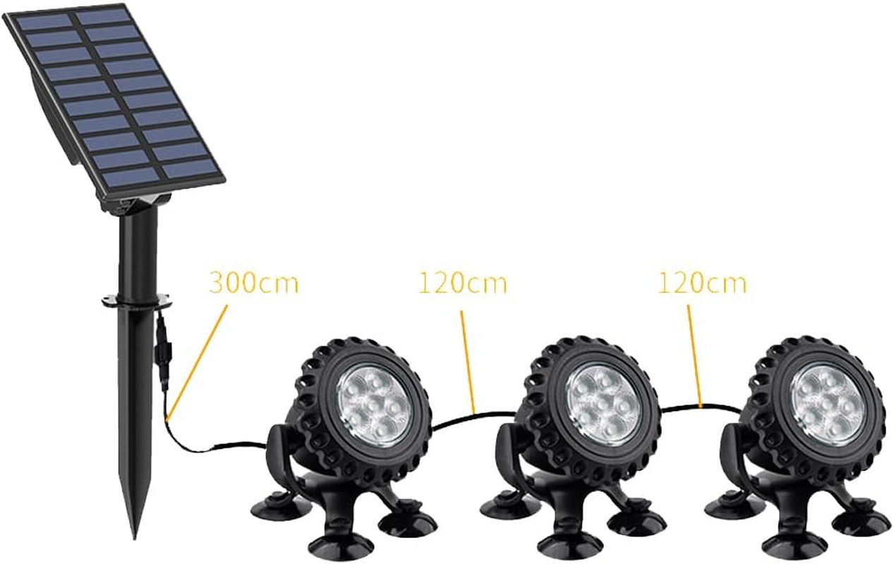 Solar Powered Multi-Colour Pond Lights, 3 Spotlights, 6 Colour Options,Underwater LED Pond Lights RGB Submersible Fountain Lights IP68 Waterproof Fish Tank Light for Aquarium Garden Pool Fountain image number 4