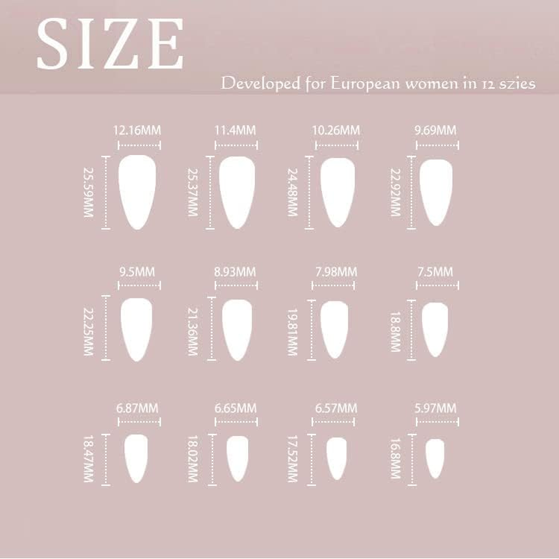 Sethexy Almond False Nails Heart Print Stiletto Stick on Nails Pink Fake Nails 24Pcs Acrylic Art Press on Nails for Women and Girls