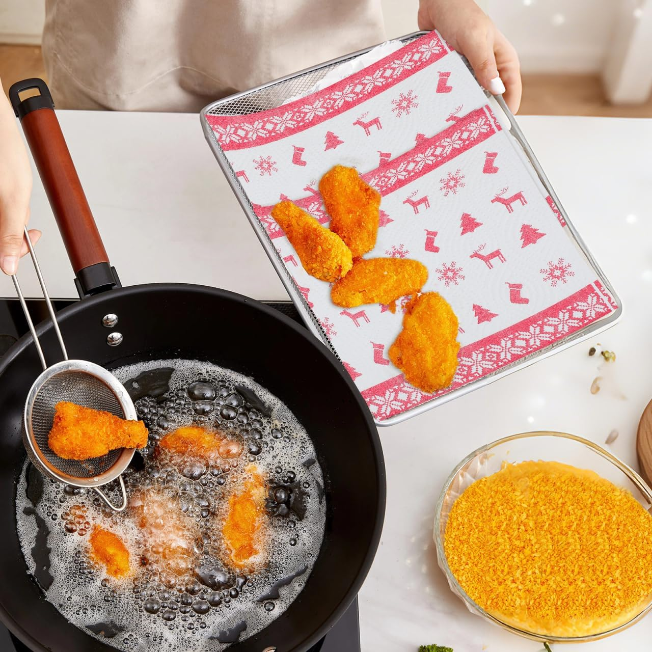 DOITOOL Parchment Paper Sheets 2 Rolls Christmas Wax Paper Sheets - Xmas Parchment Paper for Baking - Oil-Proof Baking Paper Sheets for Sandwich, Kitchen Handmade Food Kitchen Paper image number 1