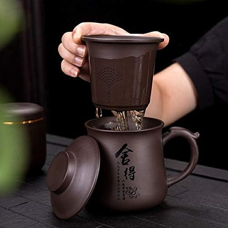 Chinese Tea Cup Set-Handmade Portable Clay Tea Cup,Ceramic Cup,Travel Tea Set Chinese-Kungfu Tea Set Coffee Mug Juice Cup,As Holiday Gifts（14.2 OZ） image number 1