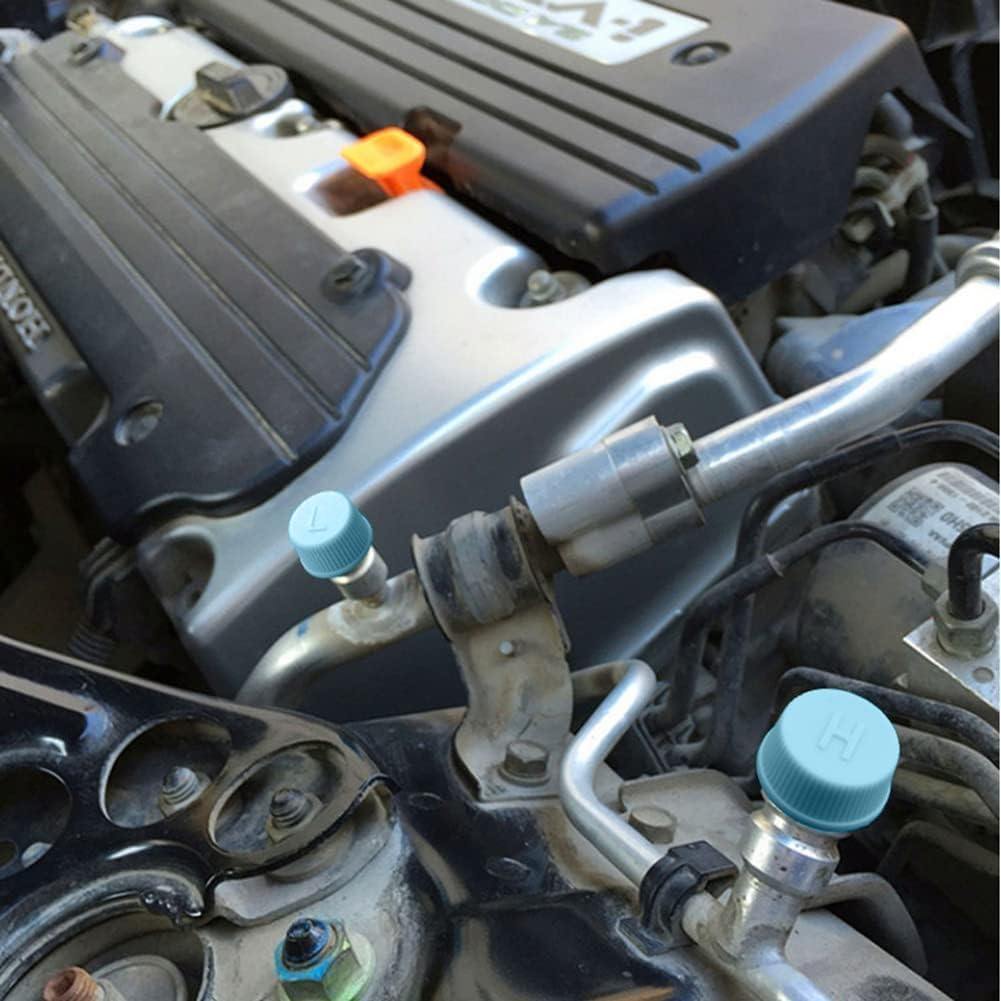 2 Pcs Blue Replacement Valve Caps for Car Air Conditioning, Leakproof R134A AC System Charging Port Caps (High and Low Pressure) Valves, Air Conditioning image number 1