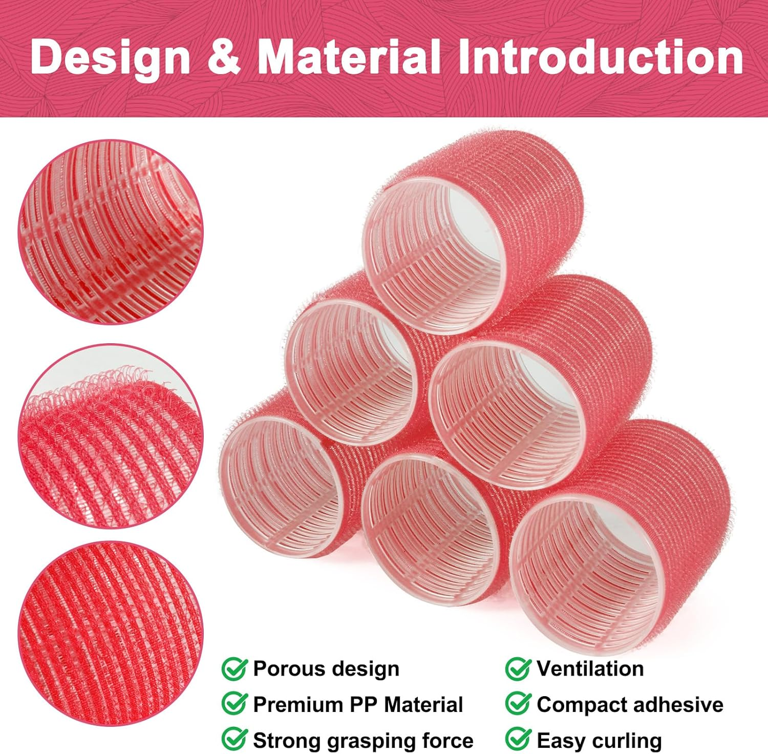 Hair Rollers, 12 Pack Self Grip Salon Hairdressing Curlers, Hair Roller Sets, Hair Curlers, DIY Curly Hairstyle, Colors May Vary, Jumbo image number 5