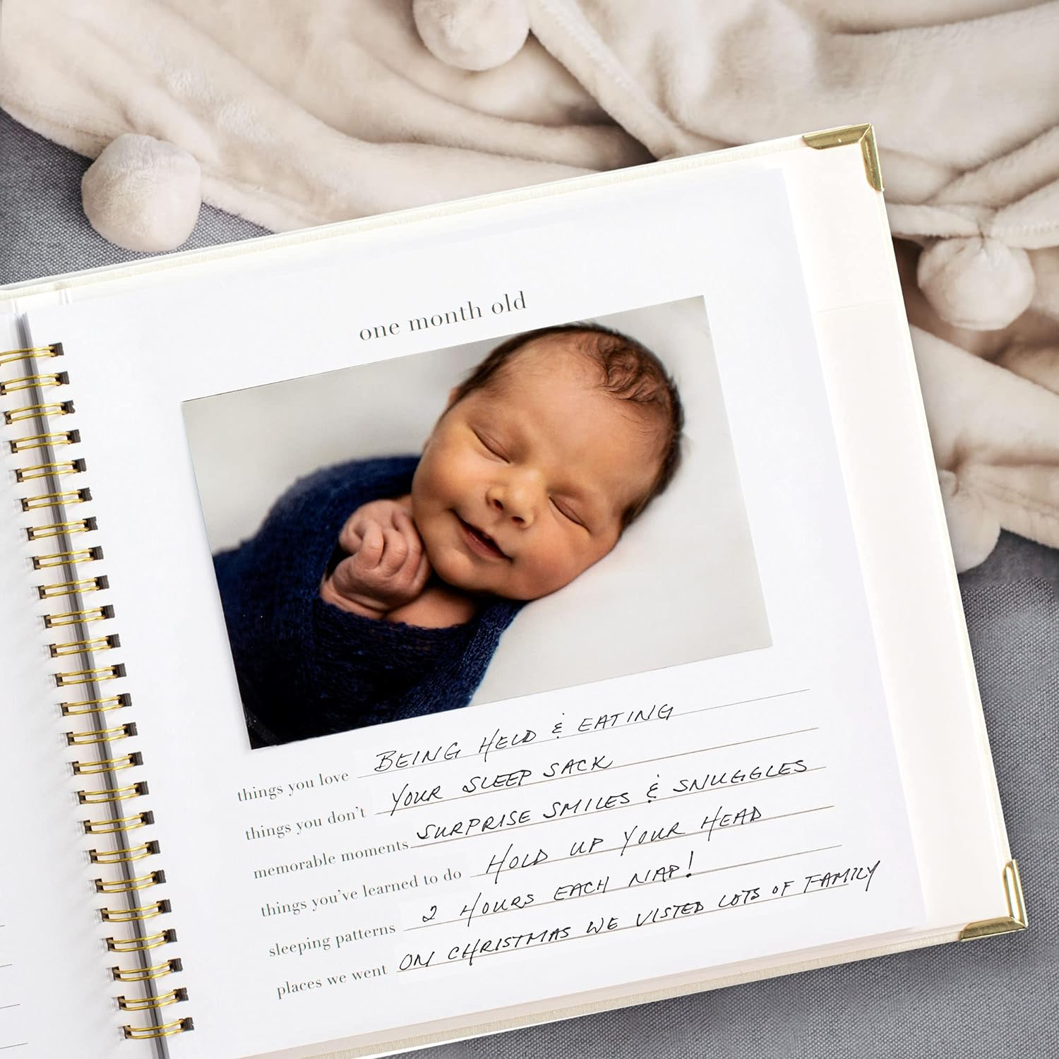 Keepsake Baby Memory Book for Boys and Girls &ndash; Timeless First 5 Year Baby Book &ndash; Gender Neutral Linen Baby Journal Scrapbook or Photo Album - a Milestone Book to Record Every Event from Birth to Age 5 image number 2