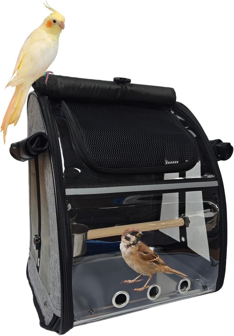 PAWFECTJEE Portable Bird Carrier Backpack - Ideal Bird Travel Carrier for Parrot, Finch, Sparrow - Bird Backpack with Portable Cage