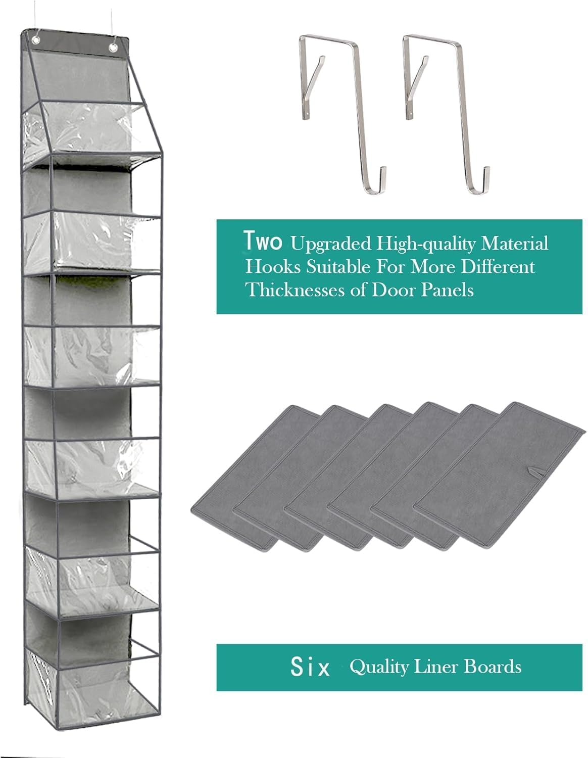 6-Shelf over the Door Storage Organizer,Door Organizer Hanging，Over the Doors Pantry Organizer，Back of Door Storage Organizer，25Lb Ultra Sturdy & Large Capacity Door Organizer for Closet,Bedroom image number 3