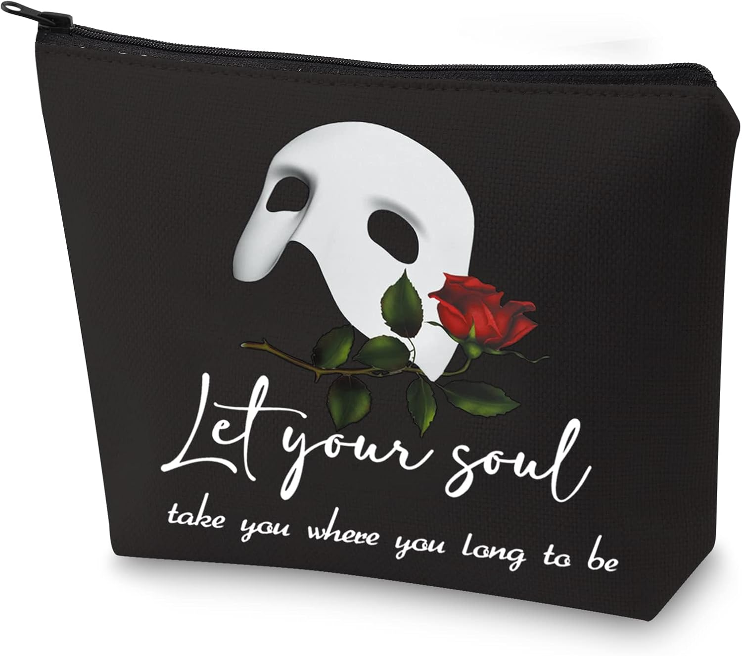 WZMPA Broadway Musical Theater Cosmetic Makeup Bag the Phantom Fans Gift Let Your Soul Take You Where You Long to Be Musical Zipper Pouch for Women Girls, Let Your Soul, Fit image number 2